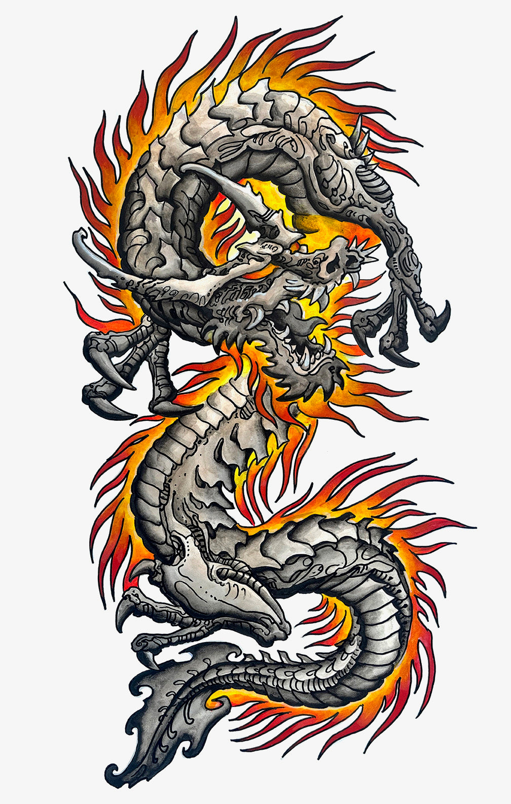 Deutsche/Aitchison Biomech Dragon Prints | Set of Two | Signed & Numbered on Heavy Watercolor Paper | 14x24” each