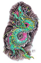 Load image into Gallery viewer, Deutsche/Aitchison Biomech Dragon Prints | Set of Two | Signed &amp; Numbered on Heavy Watercolor Paper | 14x24” each
